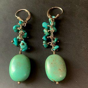 Turquoise Gemstone Solid 925 Silver Earrings